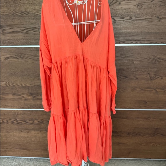 BODEN coral long sleeve lightweight tiered mini coverup dress sz 2XL - Picture 2 of 9